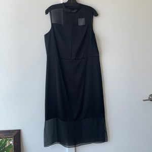 Theory sleeveless semi-sheer dress in satin